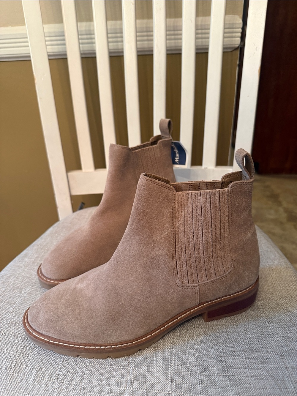 Steve Madden Taupe Suede Chelsea Ankle Boots